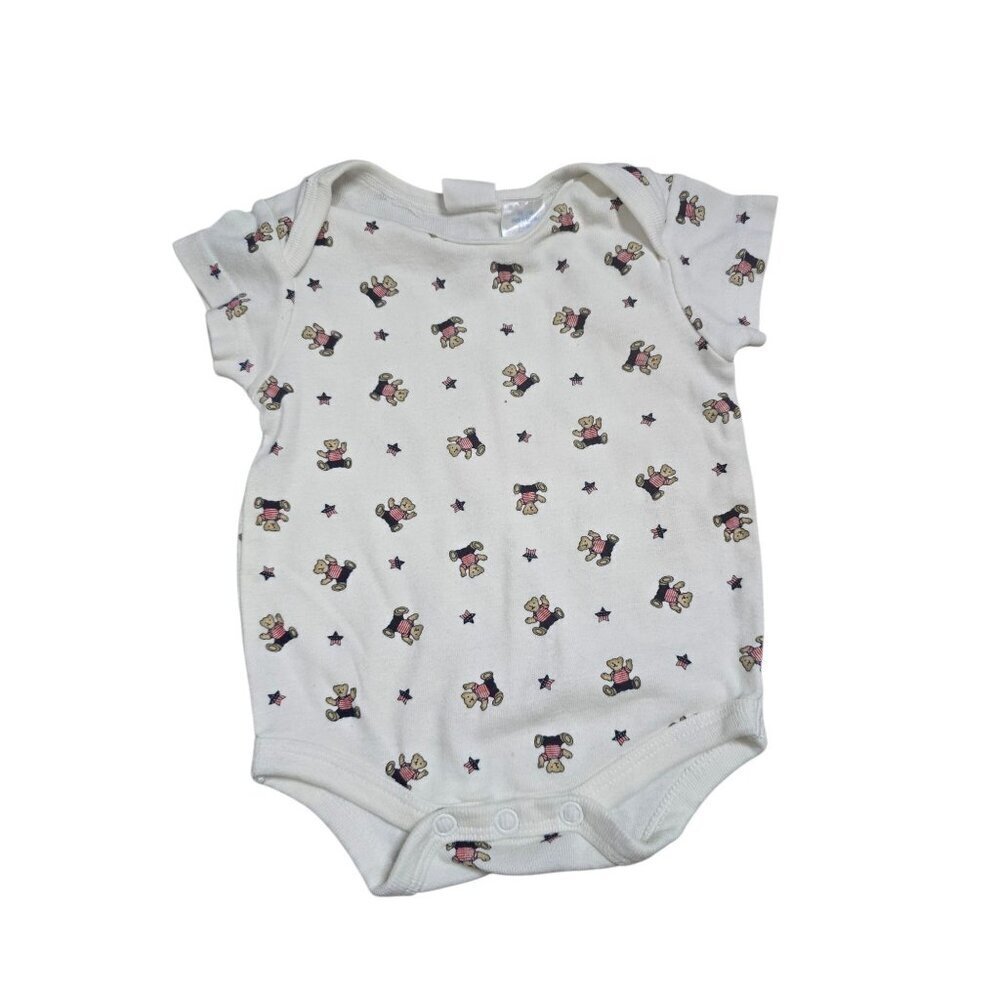 Vintage Cherokee Teddy Bear Print One Piece Bodysuit size 0-3 Months Cotton